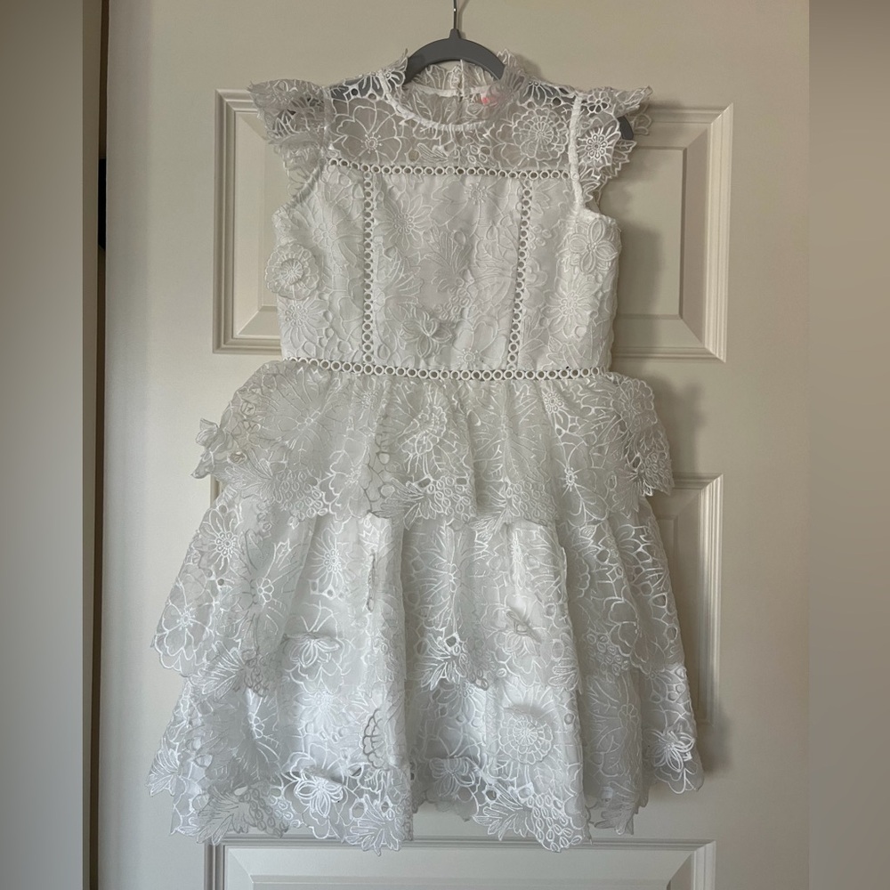 Marlo Kids White Embroidered Eyelet Dress Girls 9-10